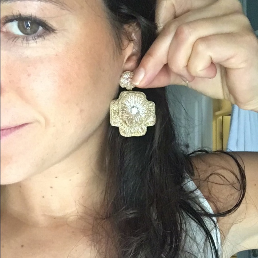 Gold and pink Anthropologie drop earrings
